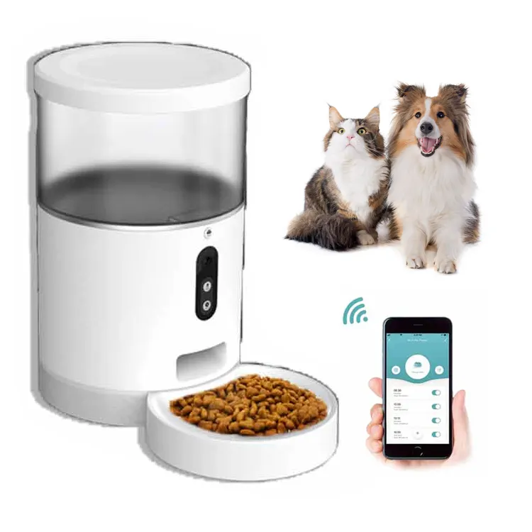 Pets supplies top seller microchip time wifi remote cat dispenser wholesale smart camera automatic dog pet food feeder