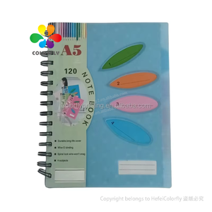 Pp Abdeckung bunte niedliche spiral gebundene Spule Notebook 5 Thema mit farbigen Index Tab Teiler - Product Image 1
