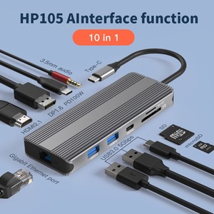 10合1 C型集线器USB C到Displayport和HDTV 8K 30hz以太网集线器多端口适配器扩展坞双显示器 - Product Image 2