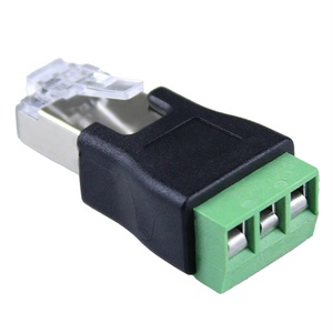 Factory Ethernet <strong>RJ45</strong> 8P8C Male 3 Pin Screw Terminal <strong>RJ45</strong> RS485 Network Converter Adapter Green Terminals Connector Accessories - Product Image 5