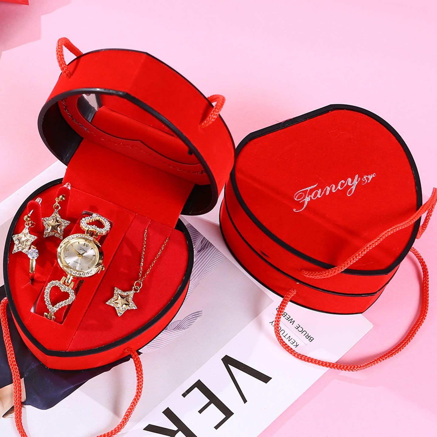 Caja de regalo T130-4 para reloj, collar, pendientes y anillo.