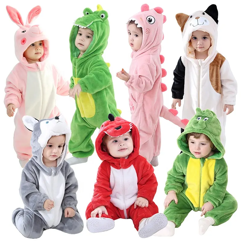 Baby Cute Animal Hooded Onesies Toddler flanella tute neonata pagliaccetti vestiti per bambini