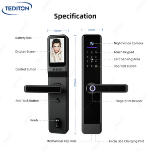 Tediton 6068 Fechadura digitale in tempo reale Intercom Smart Lock Camera biometrica e serratura delle impronte digitali - Product Image 6