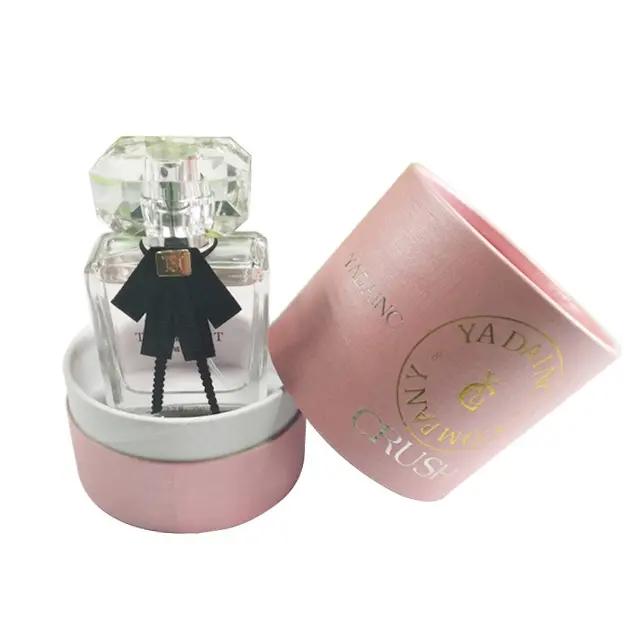 Muestra de perfume de lujo personalizada, cajas redondas, regalo de perfume, botellas de vidrio, embalaje de papel con caja de embalaje