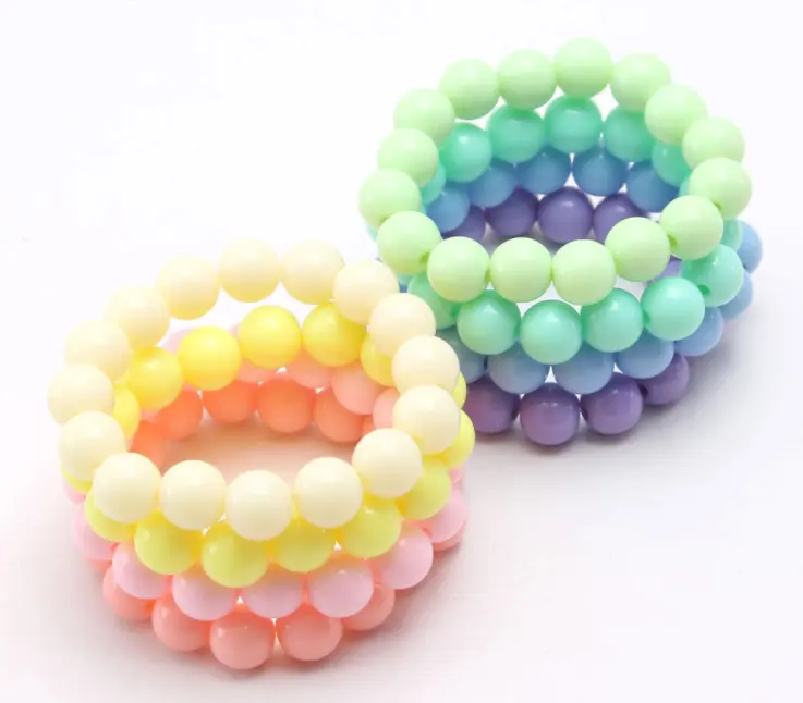 baby solid acrylic plastic beaded bracelets for jewelry making Children Candy color beads bracelets kids beads bracelets gifts