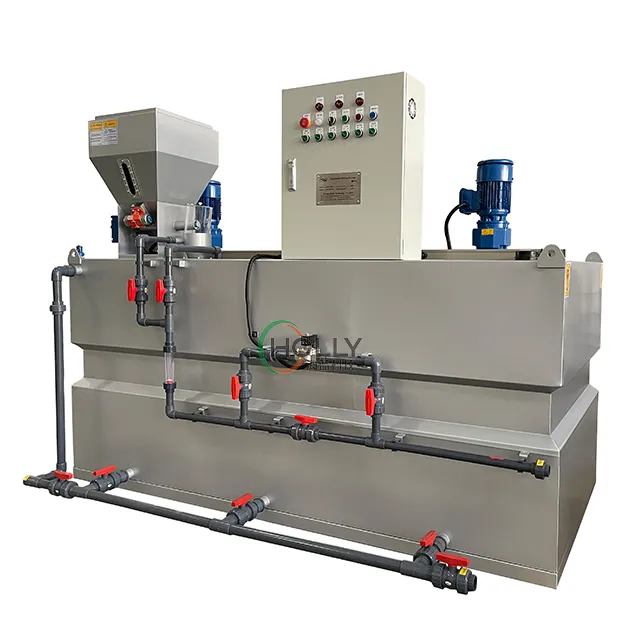 Tanque de almacenamiento de agua en polvo de polímero químico automático sistema de mezcla y dosificación de floculante de cloro para tratamiento de aguas residuales