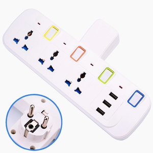 Drahtloser deutscher Stecker 3-Wege-Mehrfach-Stecker-Adapter elektrisch EU zu Universal-Steckdosenadapter USB-Aufladung Energiewechselrichter - Product Image 2