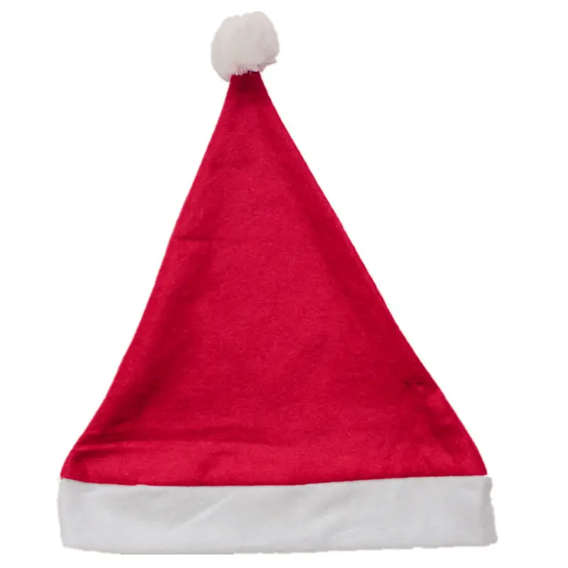 Gorros de Papá Noel con puños blancos, no tejidos, rojo de felpa, decoración de Navidad