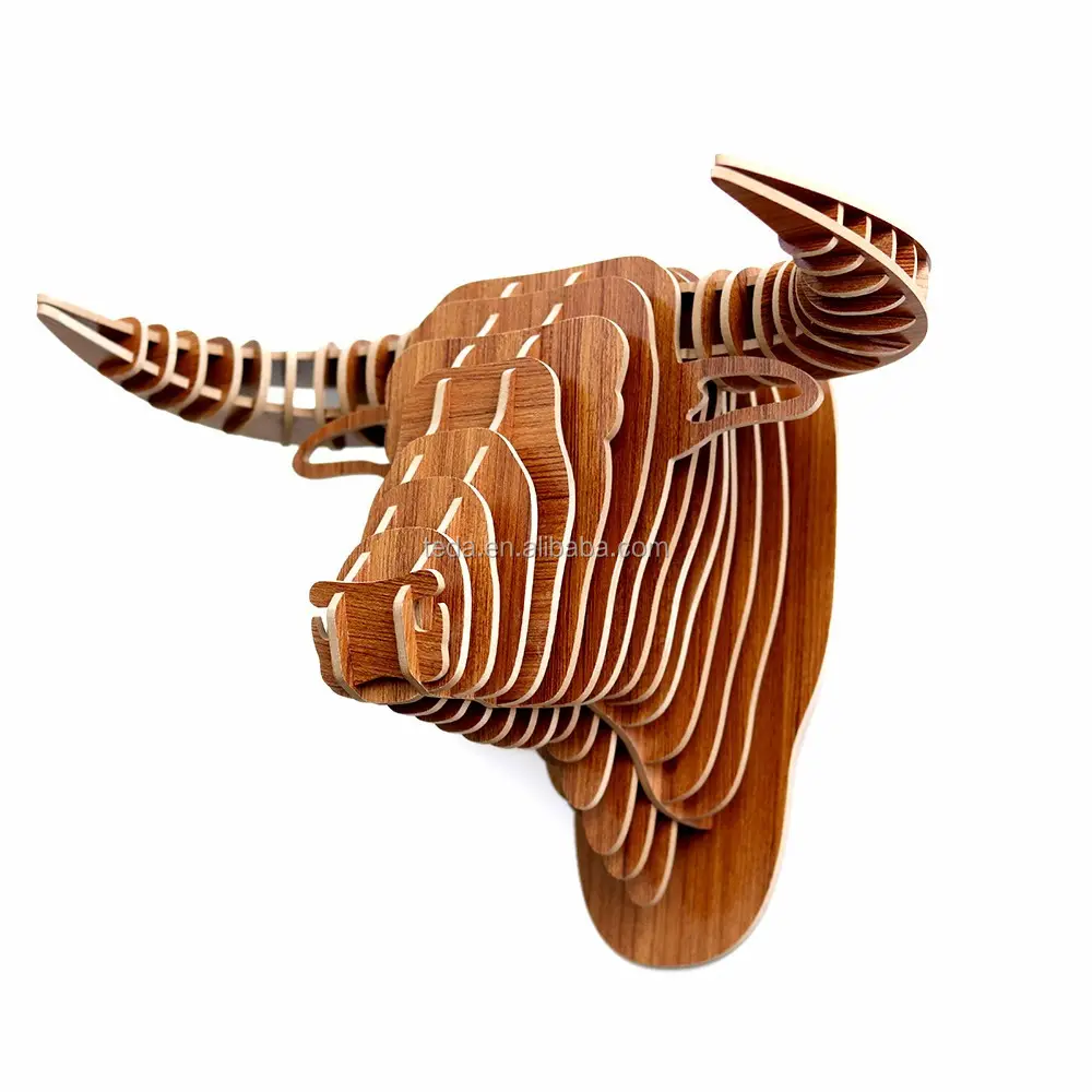Carved wood animal head