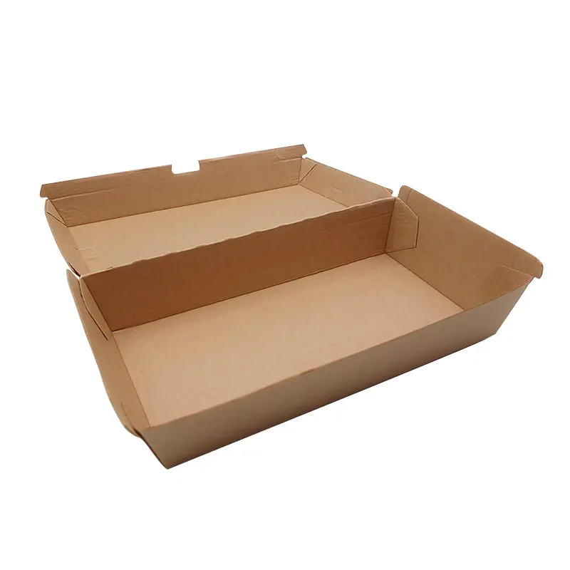 Boîte rectangulaire en papier Kraft, ronde, pour salade, fruits, déjeuner, aliments à emporter, vente en gros, 100 pièces