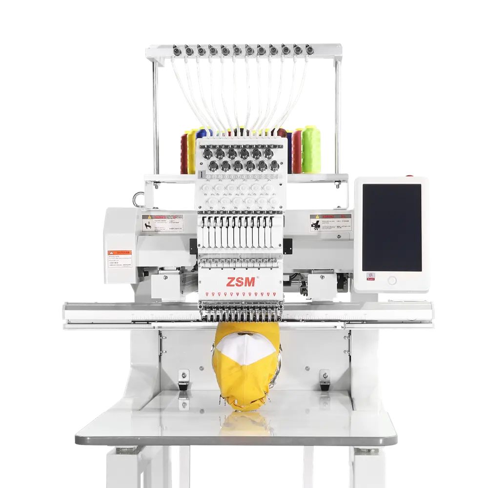 De una sola cabeza feliz tapa ordenador logotipo bordado de la máquina de coser