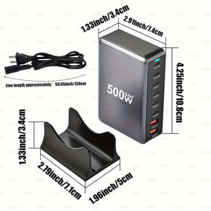 PSDA 500W Gan 8 port hızlı şarj istasyonu 6 USB-C ve 2 USB-A Hub blok masaüstü güç şarj 100W 65W PD çıkış uygun - Product Image 6