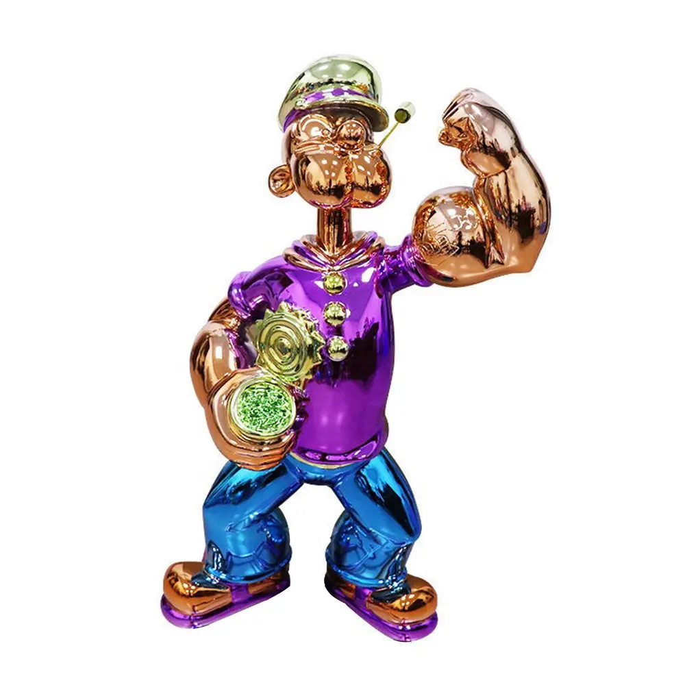 Personalizzato famoso cartone animato Pop Art statue per la decorazione interna in fibra di vetro Popeye sculture 40cm in resina artigianato per la decorazione della casa