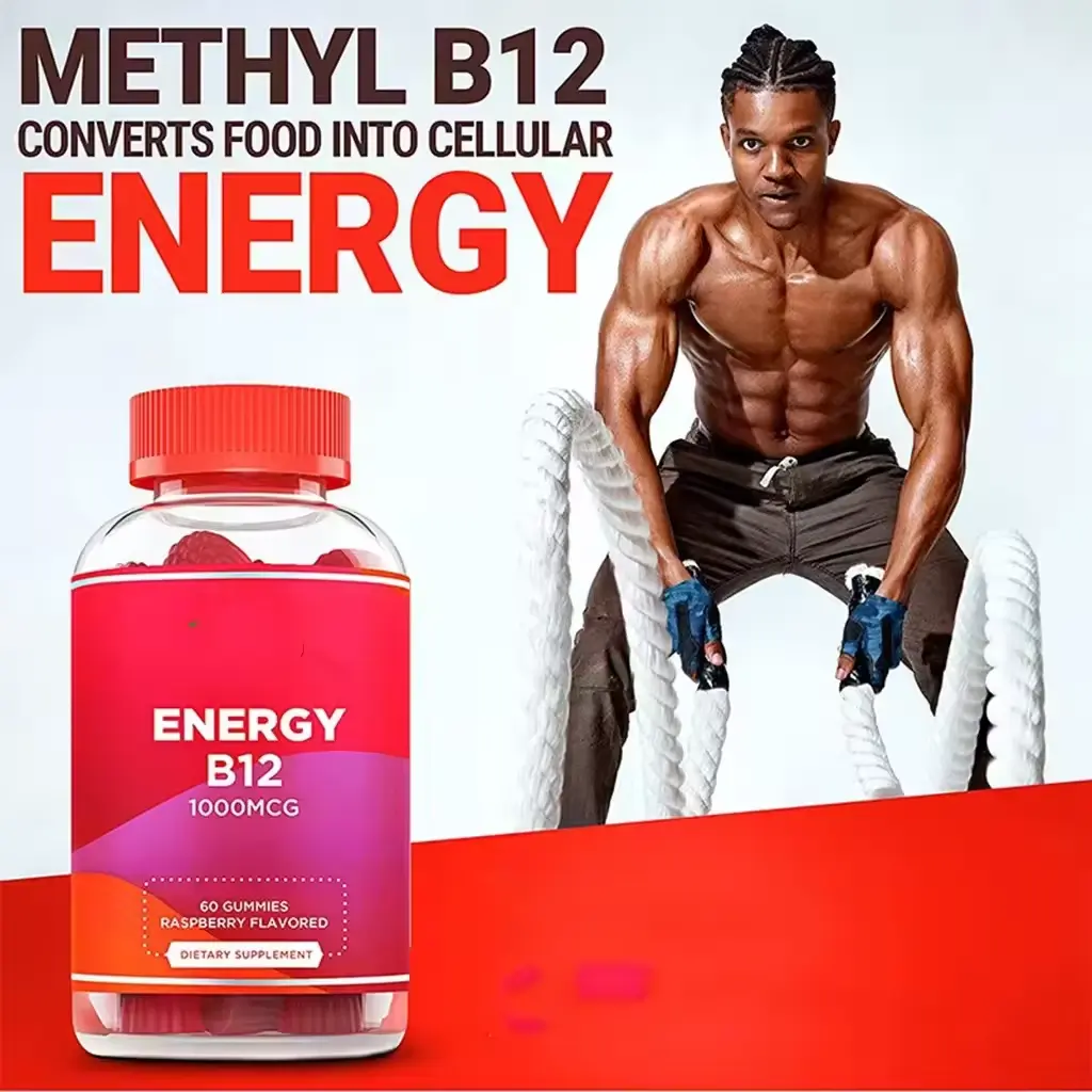 Venta al por mayor Daily Energy Gummy Cafeína libre Vitamina B12 suplemento de energía cápsulas tabletas gomitas