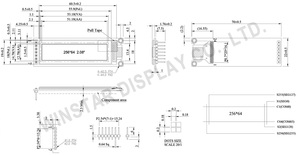 Grafik-LCD-Anzeige modul OLED Graphic COG PCB, 256x64, 2,08 "LCD 25664