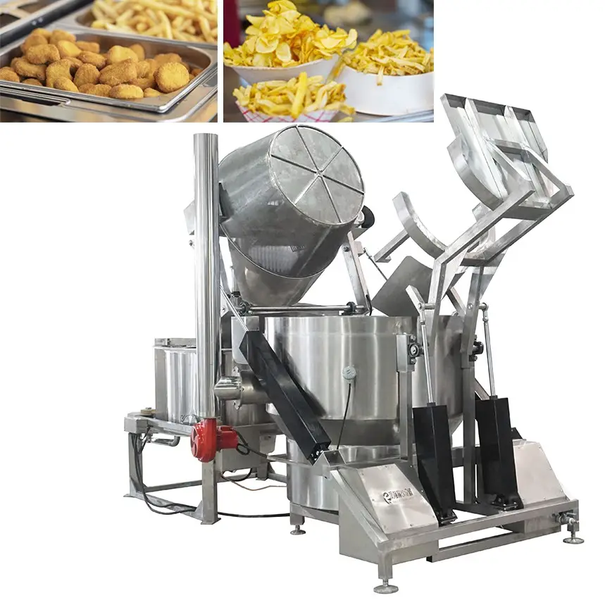 Ticari sürekli konveyör patates kızartması fritöz/gaz derin kızartma makinesi/kızartma makinesi için muz patates somun cips