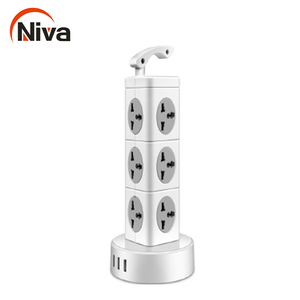 Adaptador de enchufe de extensión múltiple, diseño moderno, con 3 enchufes de salida usb, extensión de enchufe eléctrico - Product Image 1
