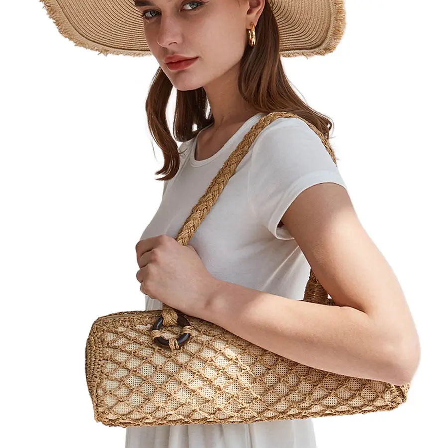 Trend ürünleri 2024 yeni gelenler kahverengi Tote çanta kadın kürk saman yastık yuvarlak çanta fantezi el çantaları bayanlar için