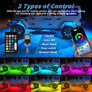 APP ile 8 bakla RGB LED kaya ışıkları donanımı/RF uzaktan kumanda bölümlenmiş renk değişimi Underglow ışıkları ile renkli RGB kaya işıkları - Product Image 2