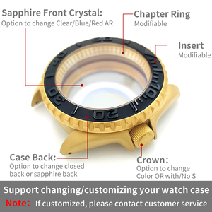 Vỏ đồng hồ SKX Classic mạ vàng mờ, vị trí núm <span class=keywords><strong>3</strong></span> giờ, dành cho SKX007 009, phù hợp với máy NH35 NH36, vòng bezel, núm chỉnh, phụ kiện độ chế. - Product Image 3