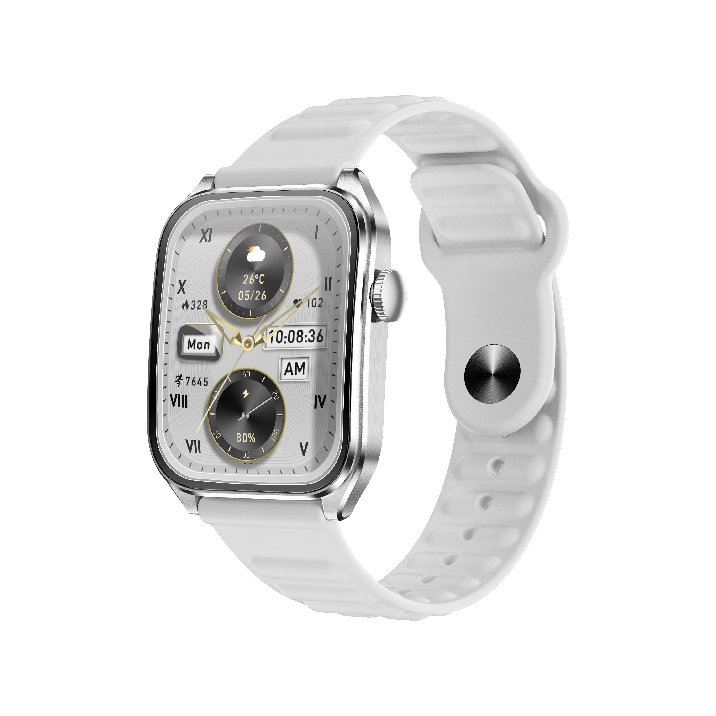 White, silicone strap