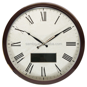 Золотые аналоговые настенные часы с цифровым ЖК-дисплеем - Product Image 3