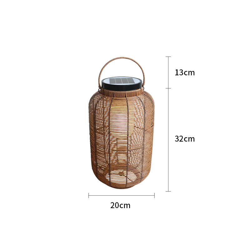 สีน้ำตาล-B เล็ก-32CM-โซล่าเซลล์ 5W