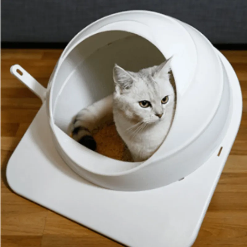Moda tasarım çevre dostu PP malzeme kapalı süper geniş alan kendini temizleme kedi kum kabı tuvalet