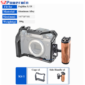 Powerwin for Fujifilm X-T5 <strong>Camera</strong> Cage Rig Kit with Wooden Handle Aluminum Alloy Multifunctional <strong>Arri</strong> Locating Screw - Product Image 4