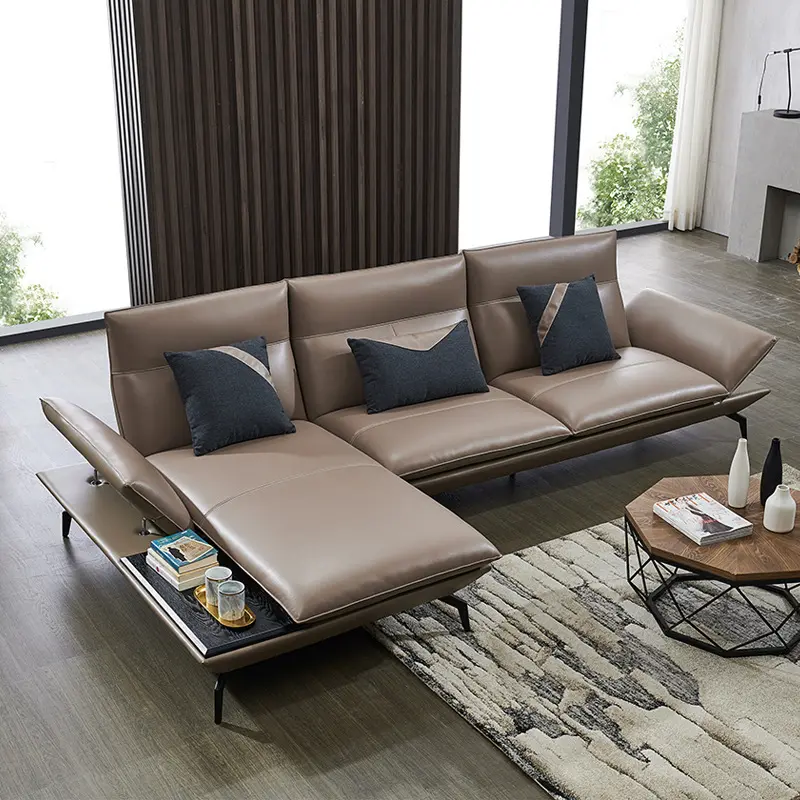 Melhor vendedor moderno couro sofá canto simples sala de estar couro luxo italiano sofá azul l deu forma a sofá secional
