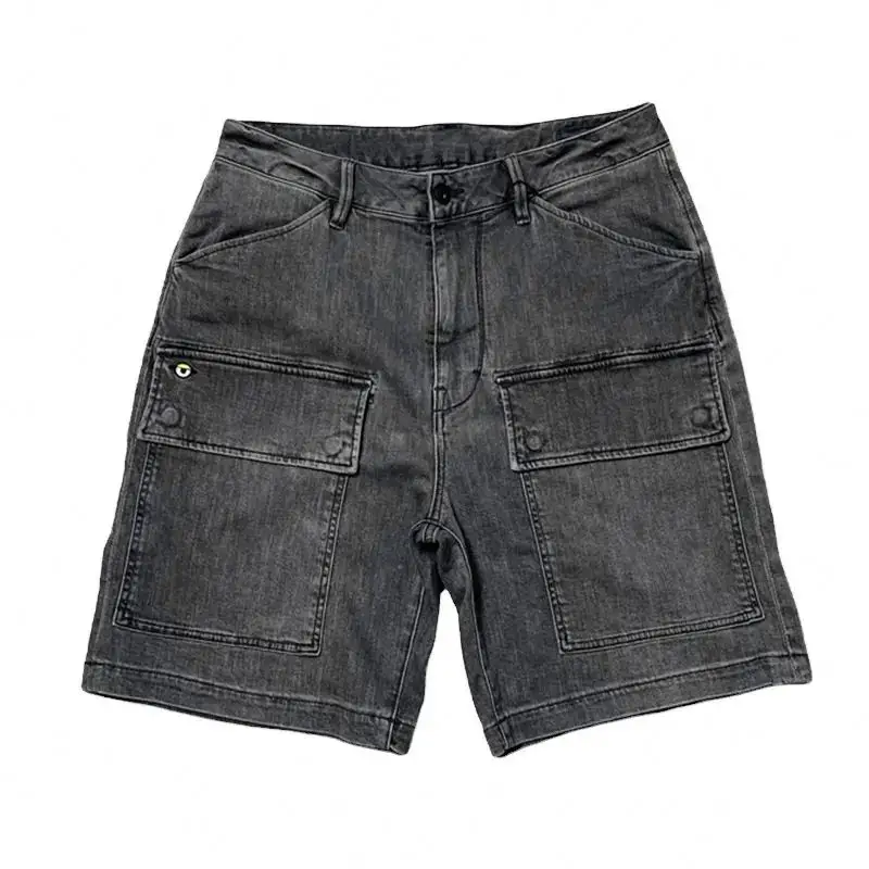 2024 High quality Summer mid waist designer washed jeans hip hop street wear vintage shorts men denim cargo men's shorts