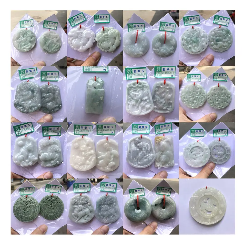 Natuurlijke 100% Myanmar Een Grade Groene Jade Sieraden Maken Jade Chinese Gesneden Lucky Hanger Chinese Klassieke