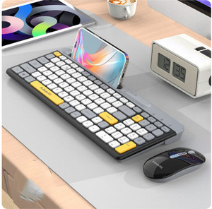 Teclado ergonómico multidispositivo inalámbrico Blue Tooth, combos de ratón para juegos, teclado y ratón recargables para PC con soporte para teléfono - Product Image 5