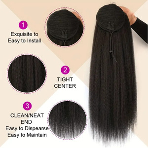 Trekkoord Paardenstaart Haarverlenging 22 Inch Synthetische Clip In Afro Kinky Rechte Paardenstaart Haarstukken Met Elastische Band Kam - Product Image 6