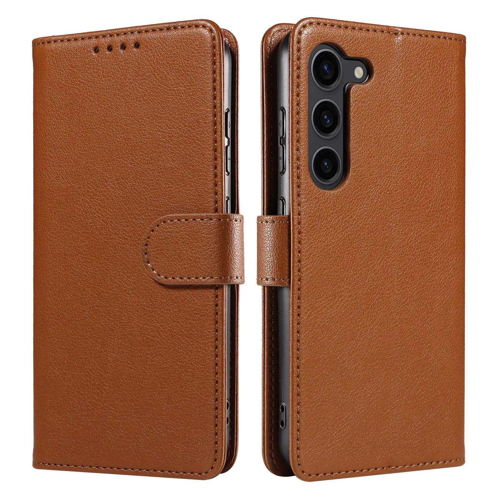 Folio PU Leather Wallet trường hợp điện thoại cho Samsung Galaxy S24 siêu, từ PU da điện thoại bìa cho S24 cộng với