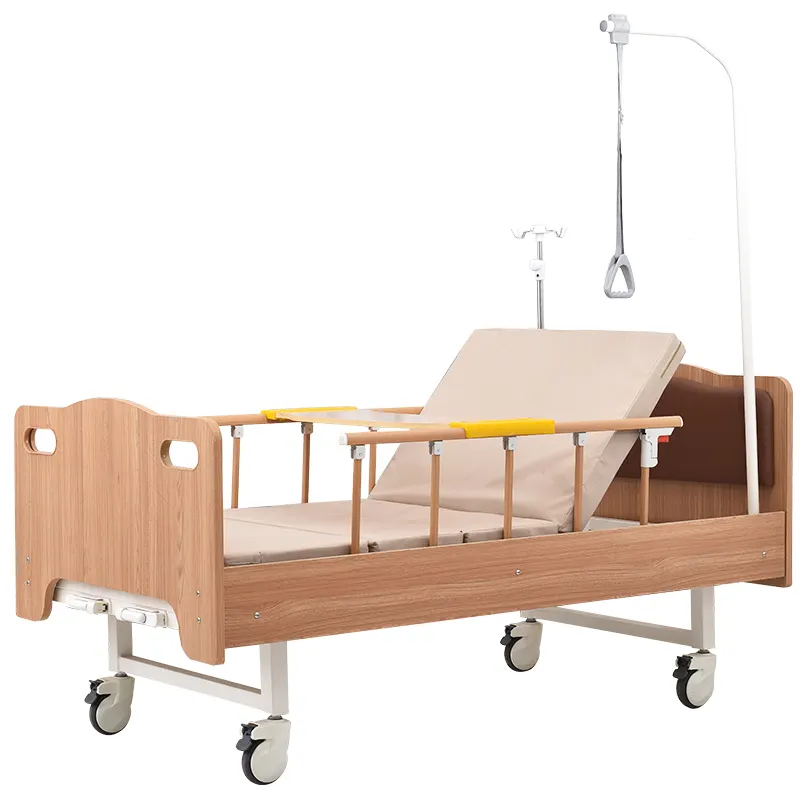 病院用ベッド2クランク木製2機能看護ベッド