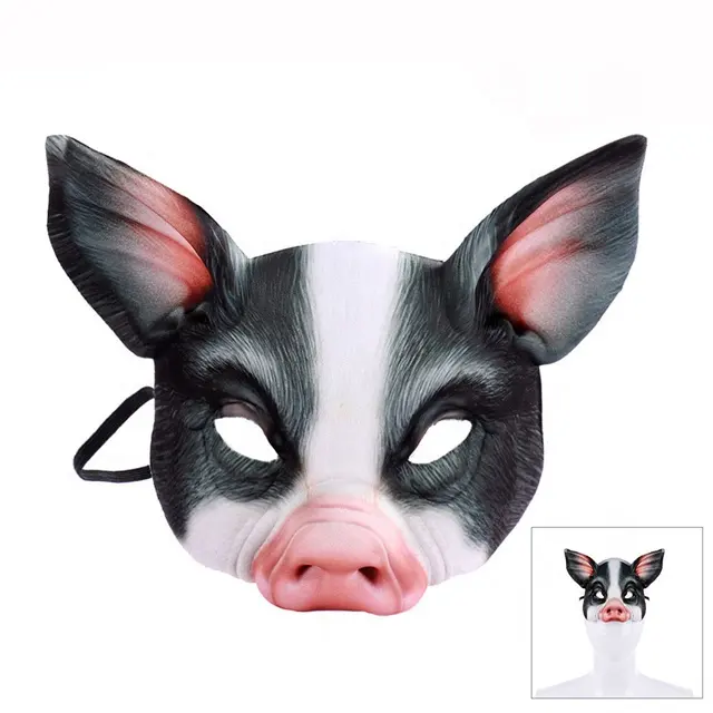 Venta caliente media cara Animal máscara cerdo máscara Horror cerdo animal máscara para Halloween disfraz fiesta Cosplay Props