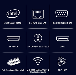 EGLOBAL New Fanless Mini Pc With 12th Gen N100 DP 2 HD 4K Display <strong>Desktops</strong> <strong>Computer</strong> WIN10 LINUX RS232 PC Industrial - Product Image 3