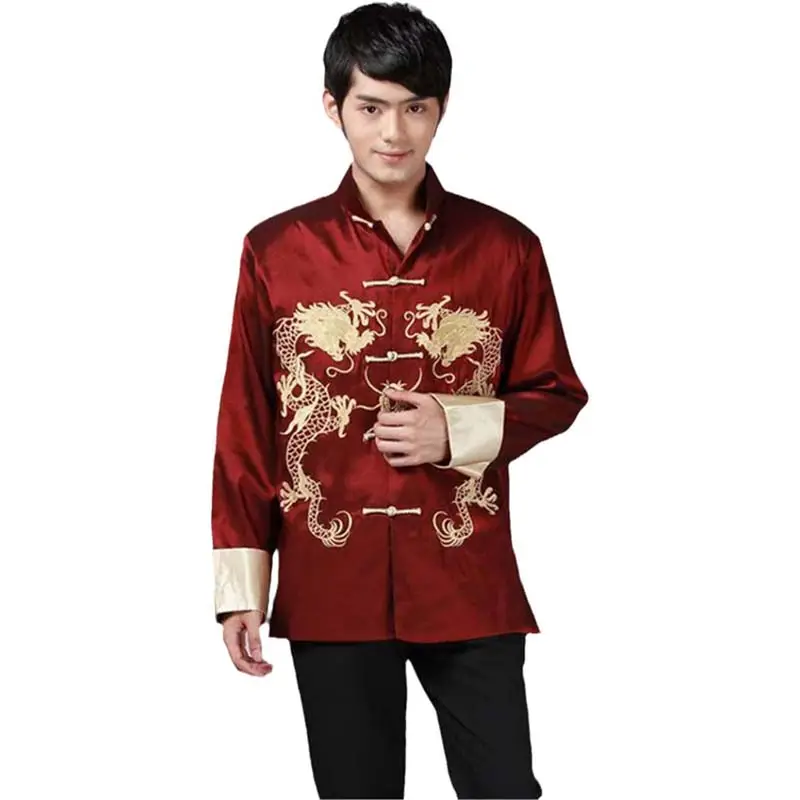 Hombres Oriental Tai Chi Kung Fu asiático chino Top chaqueta abrigo 2017