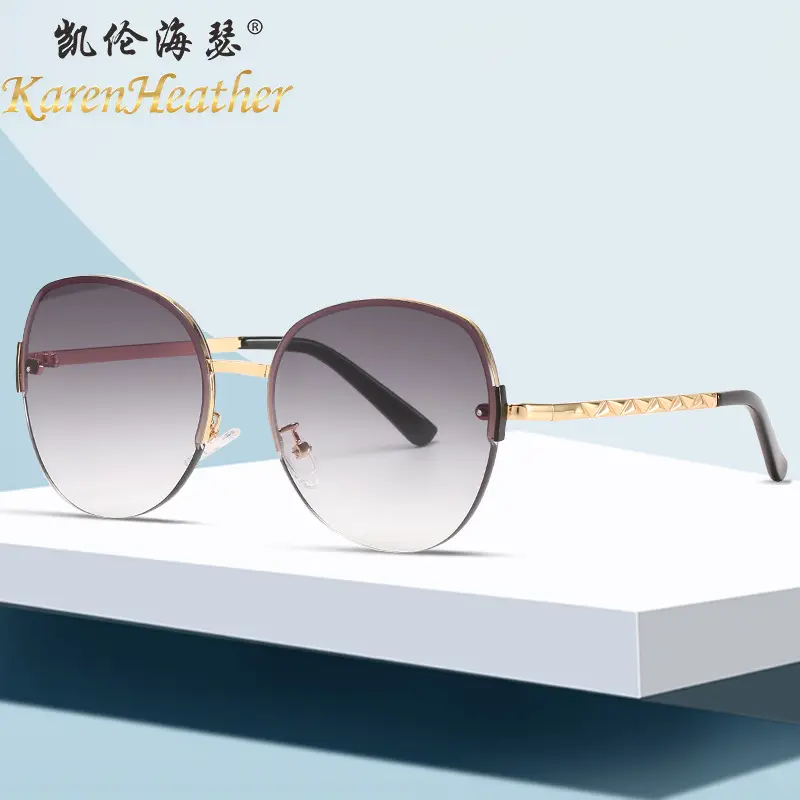 Vendita calda Multicolor Uv400 occhiali da sole moda con lenti a piccolo gradiente Vintage tonda in metallo per uomo e donna