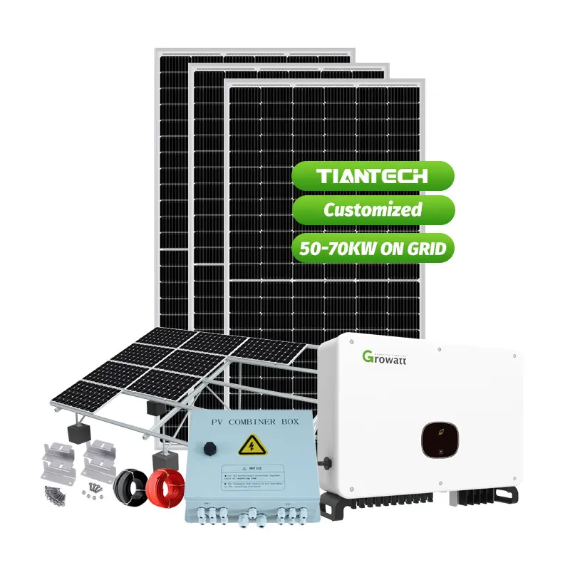 Kit de energía Solar para el hogar, kit de sistema Solar Fotovoltaico conectado a la red, con logotipo personalizado, 50kw, 60kw y 70kw