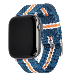 Blue, white, yellow + silver buckle