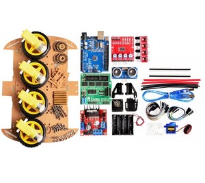 新しいモータースマートロボット車4WDシャーシキットスピードエンコーダーバッテリーボックス電気玩具Arduino用超音波モジュール - Product Image 6
