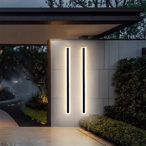 BLUEKING Minimalist Courtyard Black Iron Long Strip <strong>Led</strong> Linear Wall Lamp Porch Sconce Wall Spot Light Villa <strong>Led</strong> Wall Wash Light