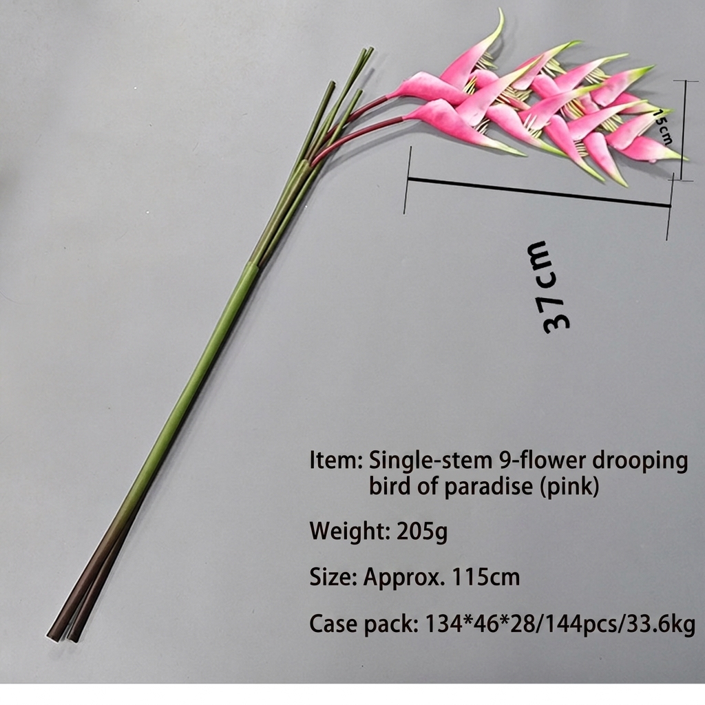 Phénix de feu vert simple à 9 fleurs 115cm-rose