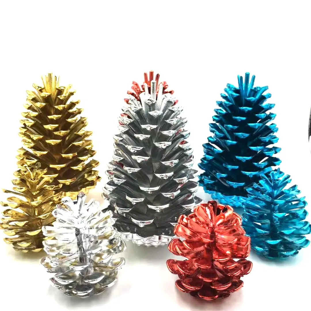 Mini pine-flower diy handmade ornaments for Christmas decorations Garland Christmas tree decorations with silver pinecones