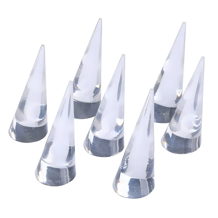 Solid Lucite Cone Display Stand Clear Plexiglass Single Ring Display Rack Cone-shape Acrylic Ring Holder
