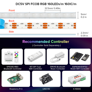 Simile 5V Ws2812b Smart IC individuale indirizzabile controllo Ultra sottile 5Mm RGBIC SPI indirizzabile digitale Cob LED striscia