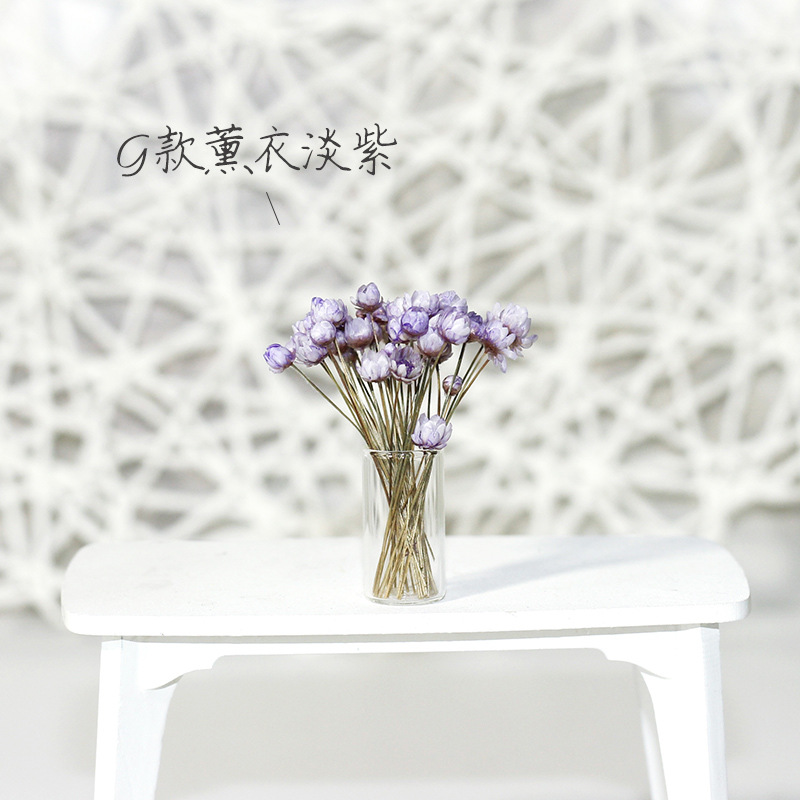 Flor estrella tipo G, color lavanda púrpura claro + botella de vidrio.