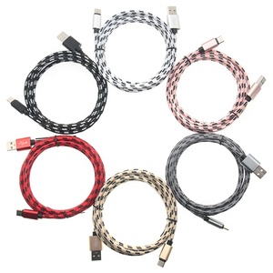 Cabo de carregamento de nylon <span class=keywords><strong>USB</strong></span>-<span class=keywords><strong>C</strong></span> de 1m, fio de 3 pés para carregamento rápido e sincronização de dados